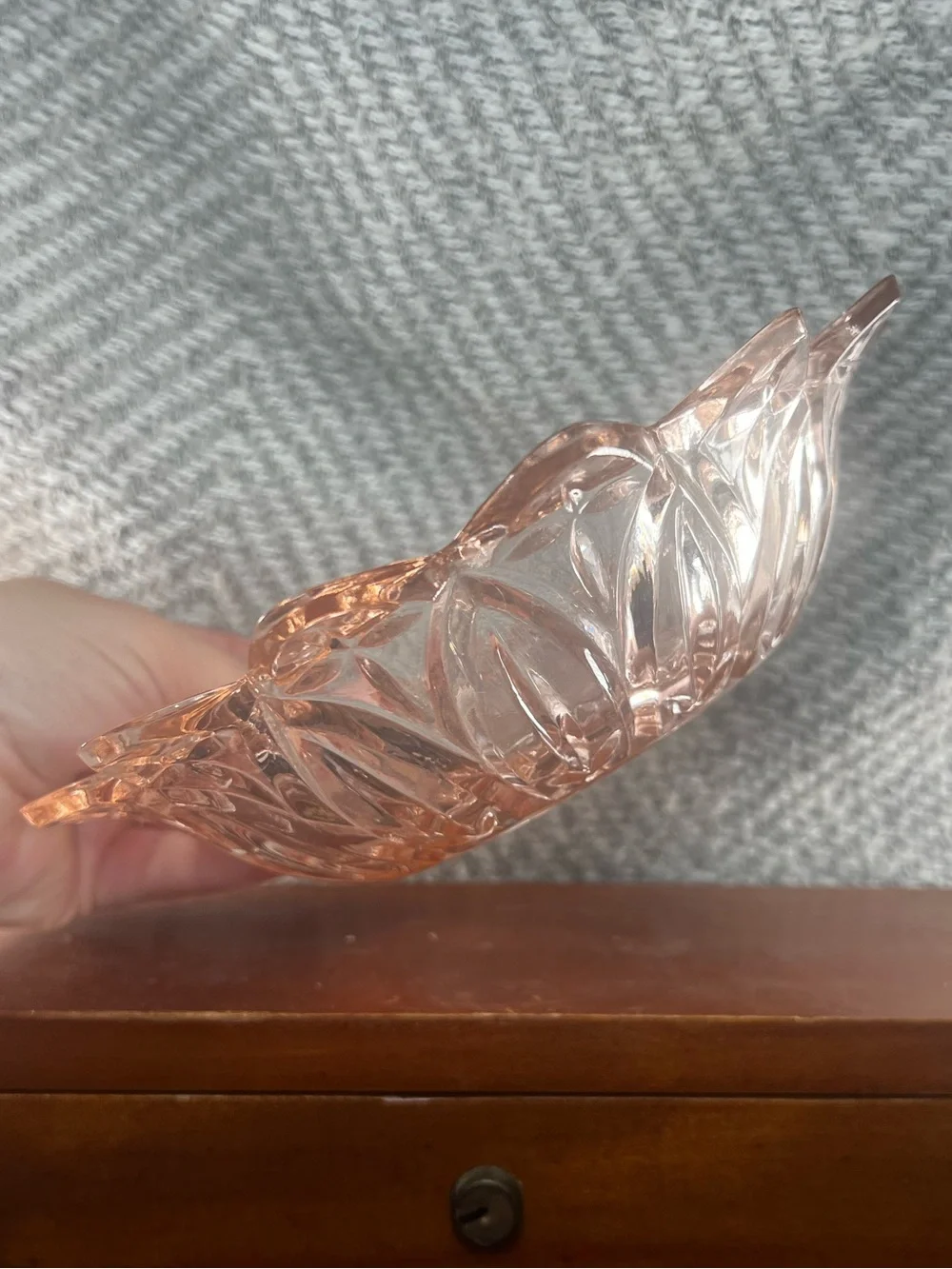 Vintage Pink Pressed Glass Sunburst Dish
